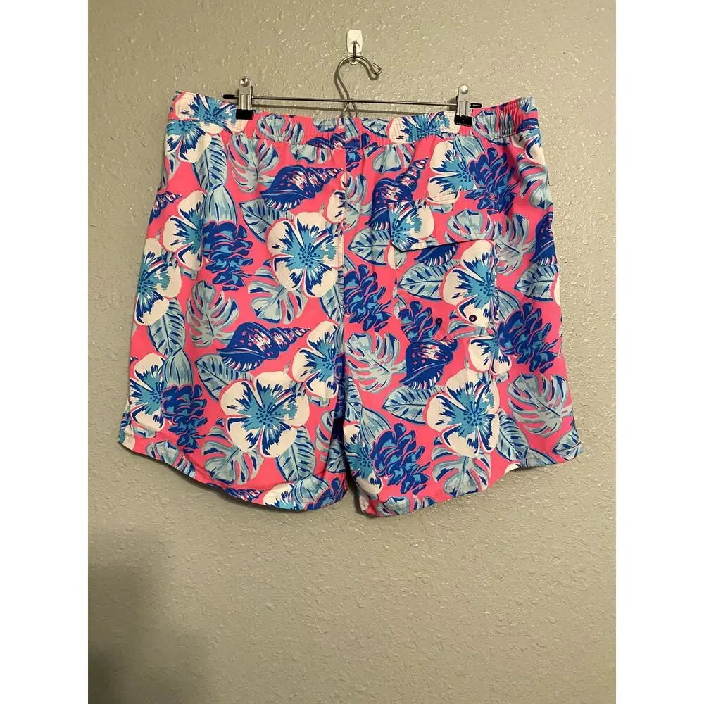Vineyard Vines Pink Blue Swim Trunks Shorts Pockets Swim Shorts Floral